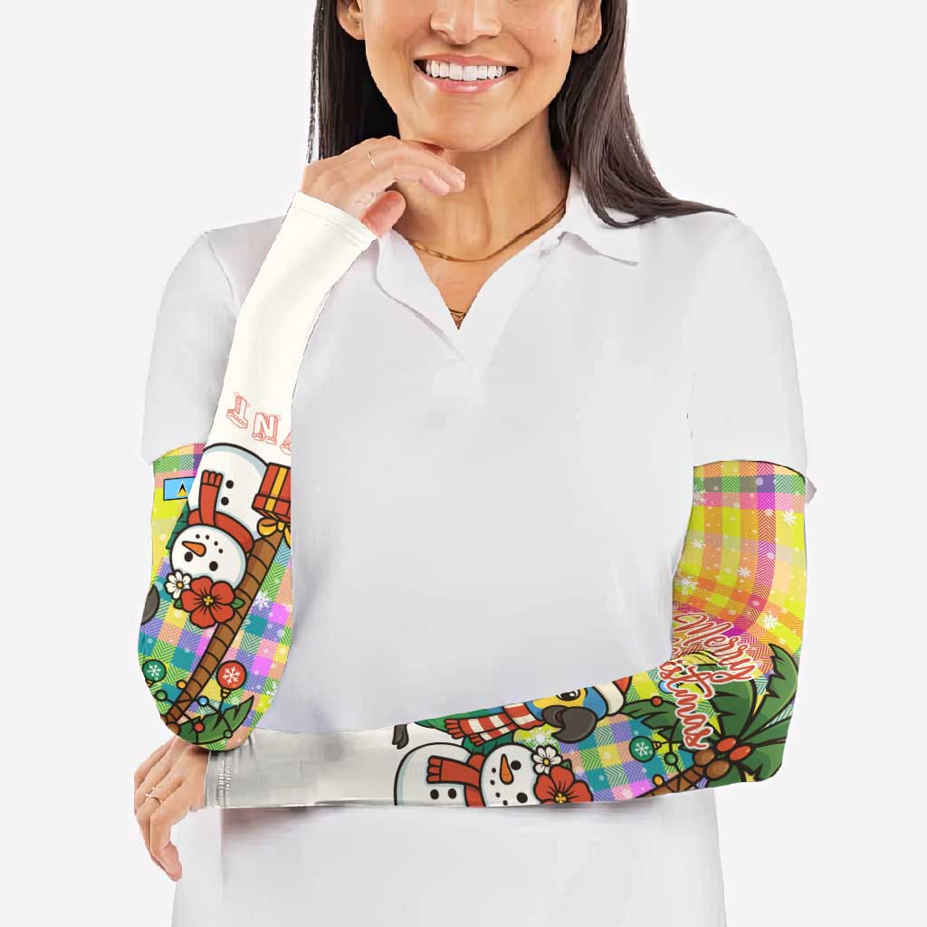 Saint Lucia Christmas Arm Sleeves with Parrot Palm Tree Snowman and Plaid Holiday - Wonder Print Shop