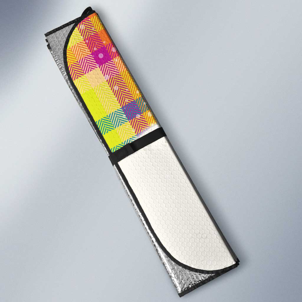 Saint Lucia Christmas Auto Sun Shade with Parrot Palm Tree Snowman and Plaid Holiday - Wonder Print Shop