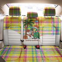 Saint Lucia Christmas Back Car Seat Cover with Parrot Palm Tree Snowman and Plaid Holiday - Wonder Print Shop