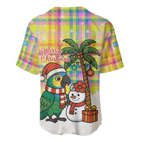 Saint Lucia Christmas Baseball Jersey with Parrot Palm Tree Snowman and Plaid Holiday - Wonder Print Shop