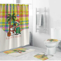 Saint Lucia Christmas Bathroom Set with Parrot Palm Tree Snowman and Plaid Holiday - Wonder Print Shop