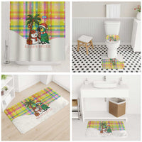 Saint Lucia Christmas Bathroom Set with Parrot Palm Tree Snowman and Plaid Holiday - Wonder Print Shop
