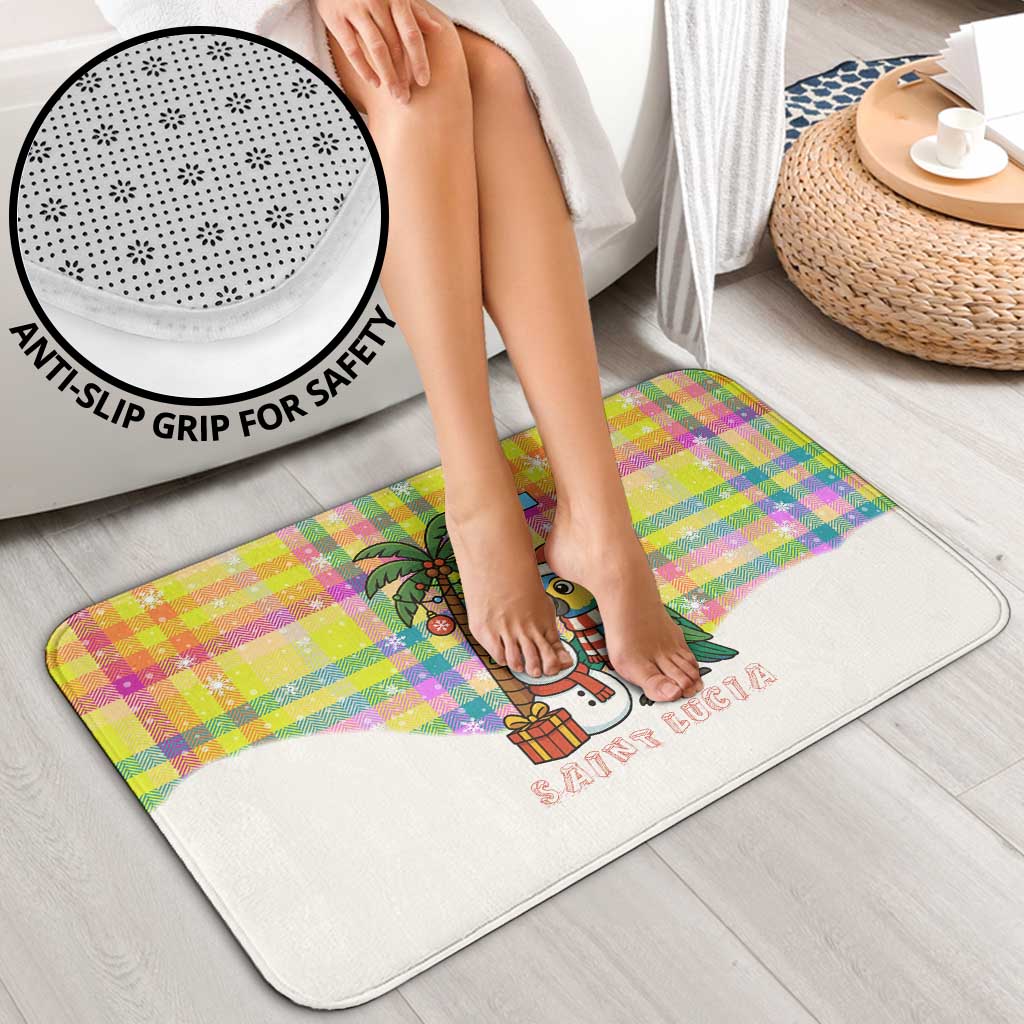 Saint Lucia Christmas Bathroom Set with Parrot Palm Tree Snowman and Plaid Holiday - Wonder Print Shop