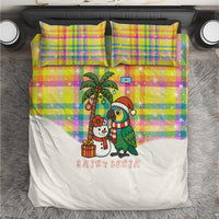 Saint Lucia Christmas Bedding Set with Parrot Palm Tree Snowman and Plaid Holiday - Wonder Print Shop