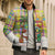 Saint Lucia Christmas Bomber Puffer Jacket with Parrot Palm Tree Snowman and Plaid Holiday - Wonder Print Shop
