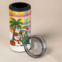 Saint Lucia Christmas 4 in 1 Can Cooler Tumbler with Parrot Palm Tree Snowman and Plaid Holiday - Wonder Print Shop