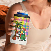 Saint Lucia Christmas 4 in 1 Can Cooler Tumbler with Parrot Palm Tree Snowman and Plaid Holiday - Wonder Print Shop