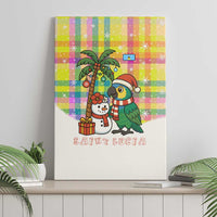 Saint Lucia Christmas Canvas Wall Art with Parrot Palm Tree Snowman and Plaid Holiday - Wonder Print Shop