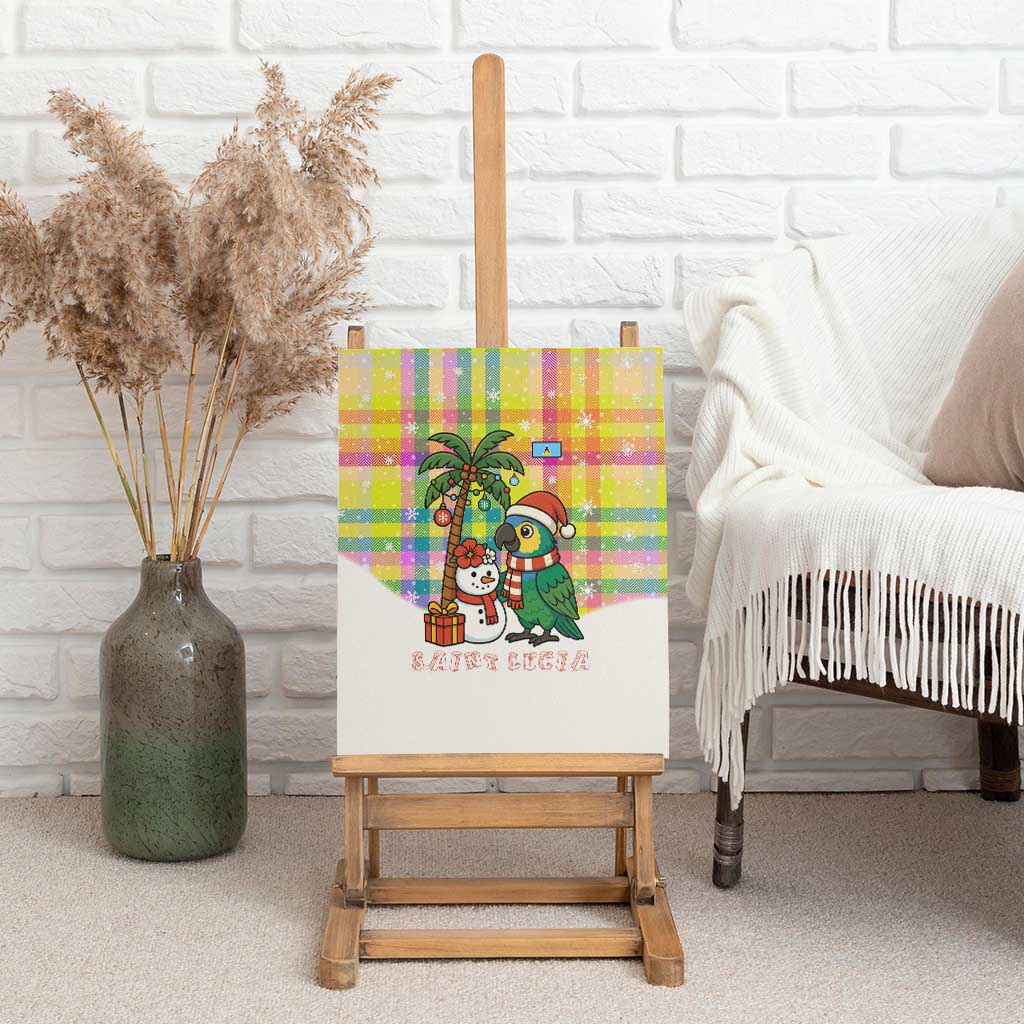 Saint Lucia Christmas Canvas Wall Art with Parrot Palm Tree Snowman and Plaid Holiday - Wonder Print Shop