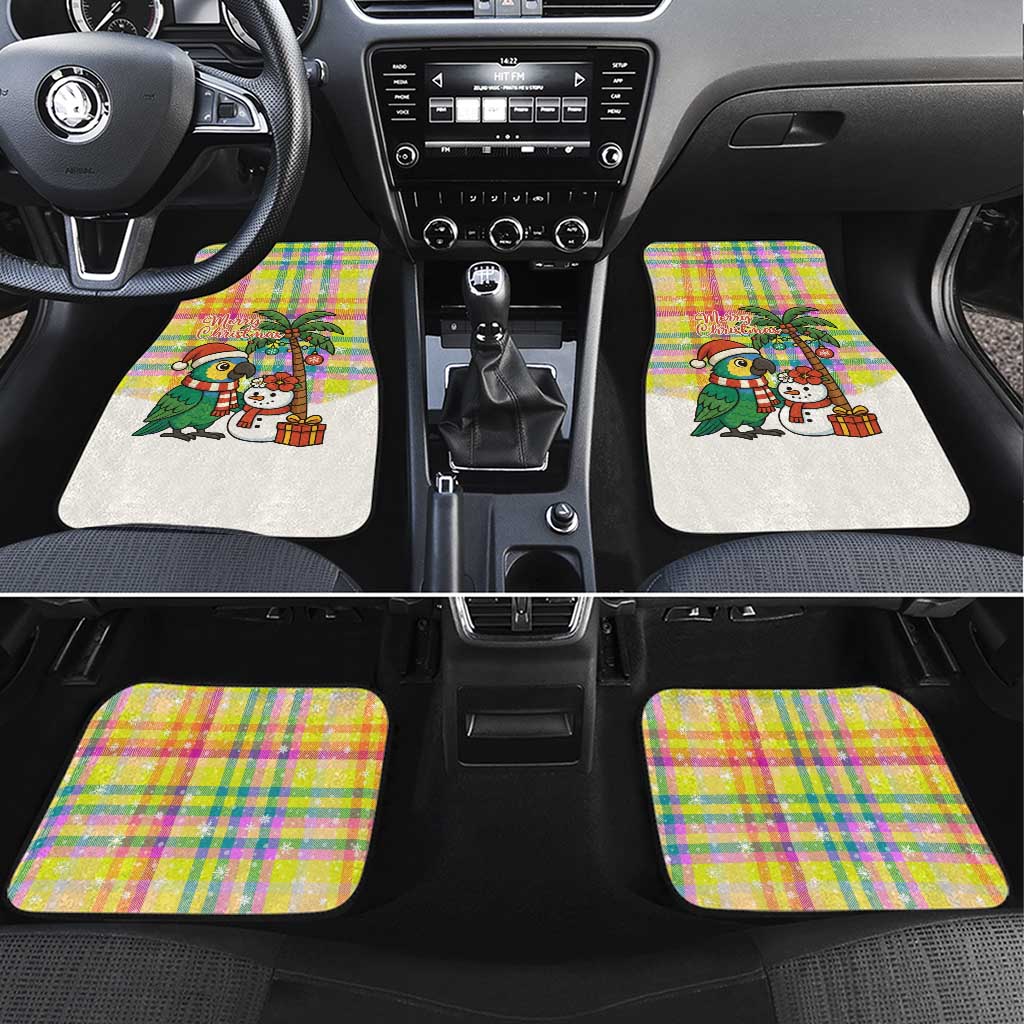 Saint Lucia Christmas Car Mats with Parrot Palm Tree Snowman and Plaid Holiday - Wonder Print Shop