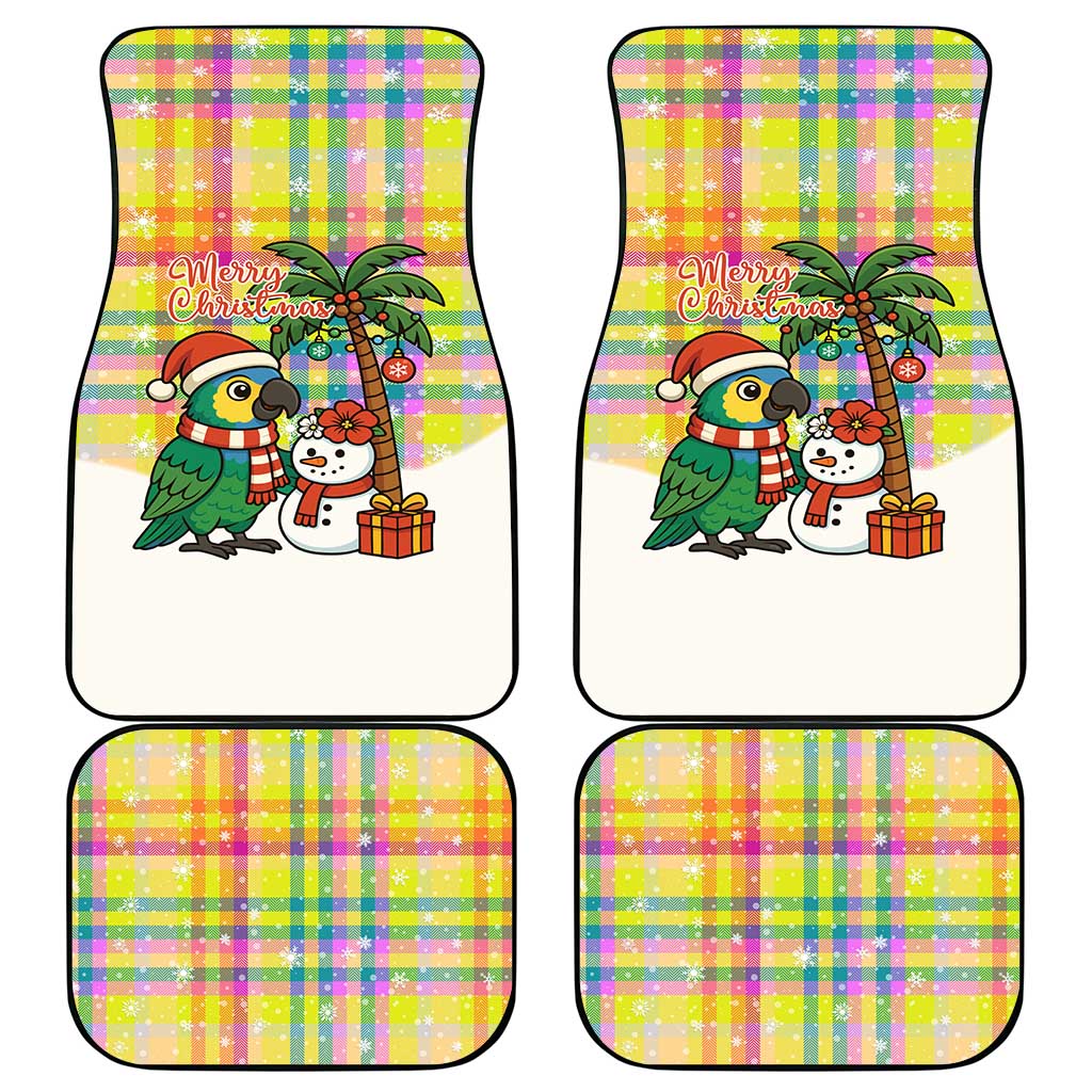 Saint Lucia Christmas Car Mats with Parrot Palm Tree Snowman and Plaid Holiday - Wonder Print Shop