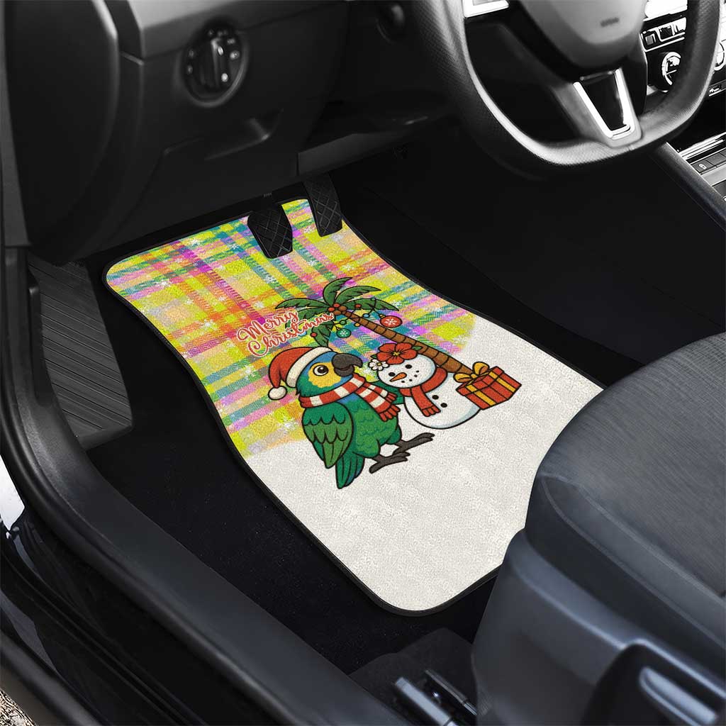 Saint Lucia Christmas Car Mats with Parrot Palm Tree Snowman and Plaid Holiday - Wonder Print Shop