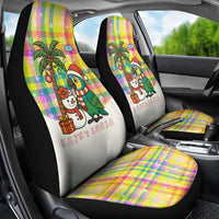Saint Lucia Christmas Car Seat Cover with Parrot Palm Tree Snowman and Plaid Holiday - Wonder Print Shop