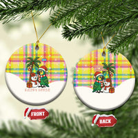 Saint Lucia Christmas Ceramic Ornament with Parrot Palm Tree Snowman and Plaid Holiday - Wonder Print Shop