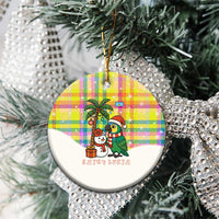 Saint Lucia Christmas Ceramic Ornament with Parrot Palm Tree Snowman and Plaid Holiday - Wonder Print Shop
