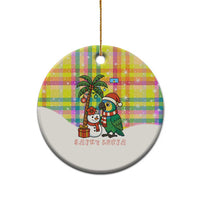 Saint Lucia Christmas Ceramic Ornament with Parrot Palm Tree Snowman and Plaid Holiday - Wonder Print Shop