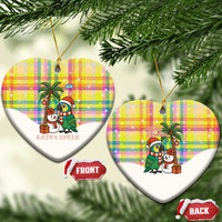Saint Lucia Christmas Ceramic Ornament with Parrot Palm Tree Snowman and Plaid Holiday - Wonder Print Shop