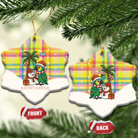 Saint Lucia Christmas Ceramic Ornament with Parrot Palm Tree Snowman and Plaid Holiday - Wonder Print Shop