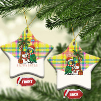 Saint Lucia Christmas Ceramic Ornament with Parrot Palm Tree Snowman and Plaid Holiday - Wonder Print Shop