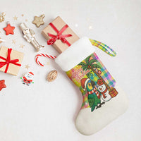 Saint Lucia Christmas Stocking with Parrot Palm Tree Snowman and Plaid Holiday - Wonder Print Shop