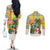 Saint Lucia Christmas Couples Matching Off The Shoulder Long Sleeve Dress and Long Sleeve Button Shirt with Parrot Palm Tree Snowman and Plaid Holiday - Wonder Print Shop