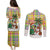 Saint Lucia Christmas Couples Matching Puletasi and Long Sleeve Button Shirt with Parrot Palm Tree Snowman and Plaid Holiday - Wonder Print Shop