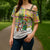 Saint Lucia Christmas Cross Shoulder Shirt with Parrot Palm Tree Snowman and Plaid Holiday - Wonder Print Shop