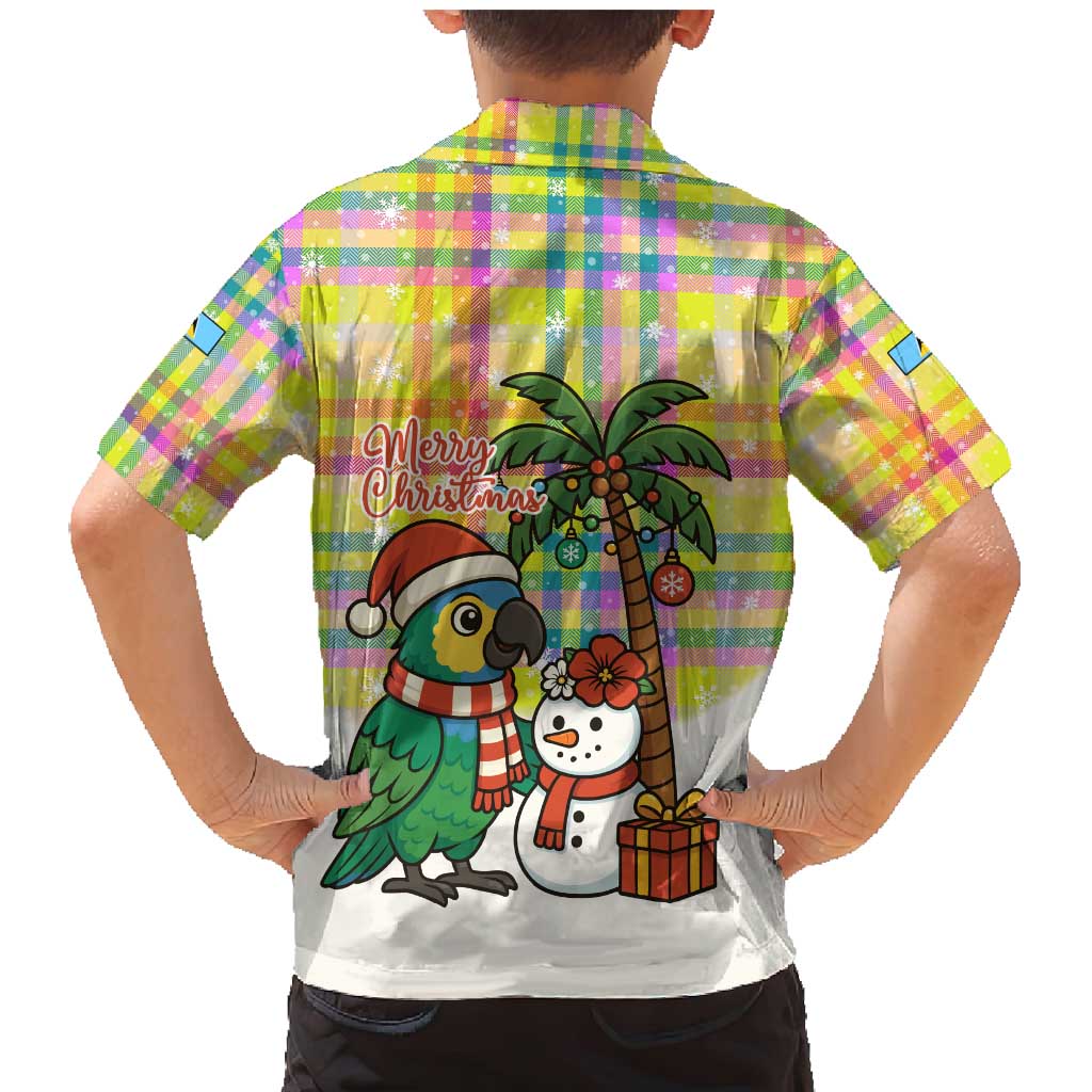 Saint Lucia Christmas Family Matching Mermaid Dress and Hawaiian Shirt with Parrot Palm Tree Snowman and Plaid Holiday - Wonder Print Shop