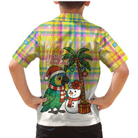 Saint Lucia Christmas Family Matching Mermaid Dress and Hawaiian Shirt with Parrot Palm Tree Snowman and Plaid Holiday - Wonder Print Shop