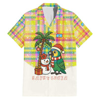 Saint Lucia Christmas Family Matching Mermaid Dress and Hawaiian Shirt with Parrot Palm Tree Snowman and Plaid Holiday - Wonder Print Shop