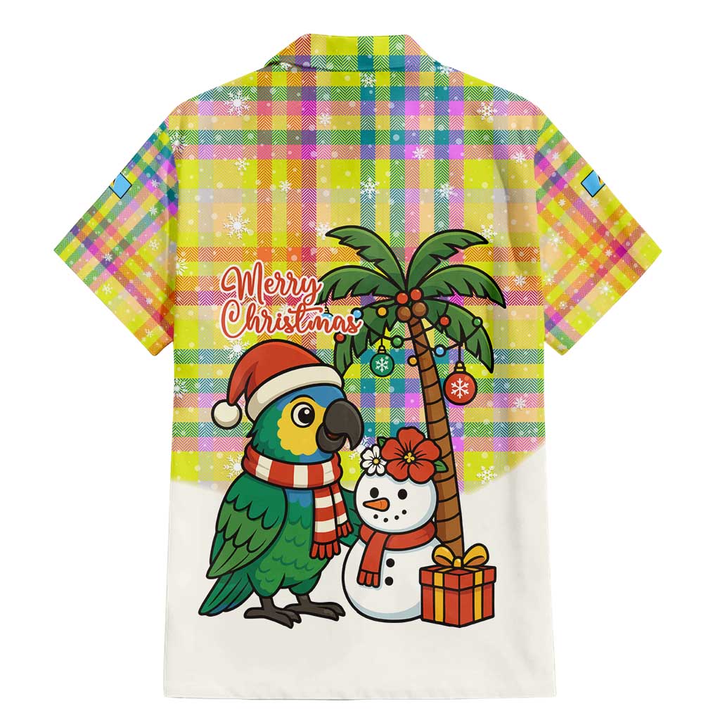 Saint Lucia Christmas Family Matching Mermaid Dress and Hawaiian Shirt with Parrot Palm Tree Snowman and Plaid Holiday - Wonder Print Shop