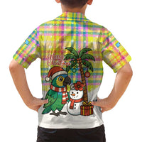 Saint Lucia Christmas Family Matching Off Shoulder Maxi Dress and Hawaiian Shirt with Parrot Palm Tree Snowman and Plaid Holiday - Wonder Print Shop