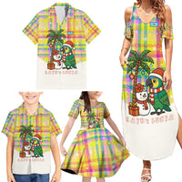 Saint Lucia Christmas Family Matching Summer Maxi Dress and Hawaiian Shirt with Parrot Palm Tree Snowman and Plaid Holiday - Wonder Print Shop