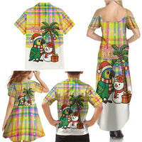 Saint Lucia Christmas Family Matching Summer Maxi Dress and Hawaiian Shirt with Parrot Palm Tree Snowman and Plaid Holiday - Wonder Print Shop