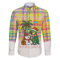 Saint Lucia Christmas Family Matching Summer Maxi Dress and Hawaiian Shirt with Parrot Palm Tree Snowman and Plaid Holiday - Wonder Print Shop