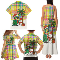 Saint Lucia Christmas Family Matching Tank Maxi Dress and Hawaiian Shirt with Parrot Palm Tree Snowman and Plaid Holiday - Wonder Print Shop