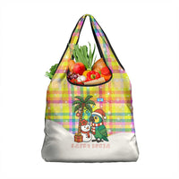 Saint Lucia Christmas Grocery Bag with Parrot Palm Tree Snowman and Plaid Holiday - Wonder Print Shop