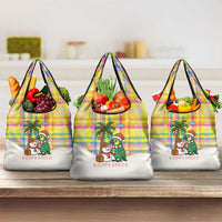Saint Lucia Christmas Grocery Bag with Parrot Palm Tree Snowman and Plaid Holiday - Wonder Print Shop