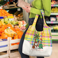 Saint Lucia Christmas Grocery Bag with Parrot Palm Tree Snowman and Plaid Holiday - Wonder Print Shop