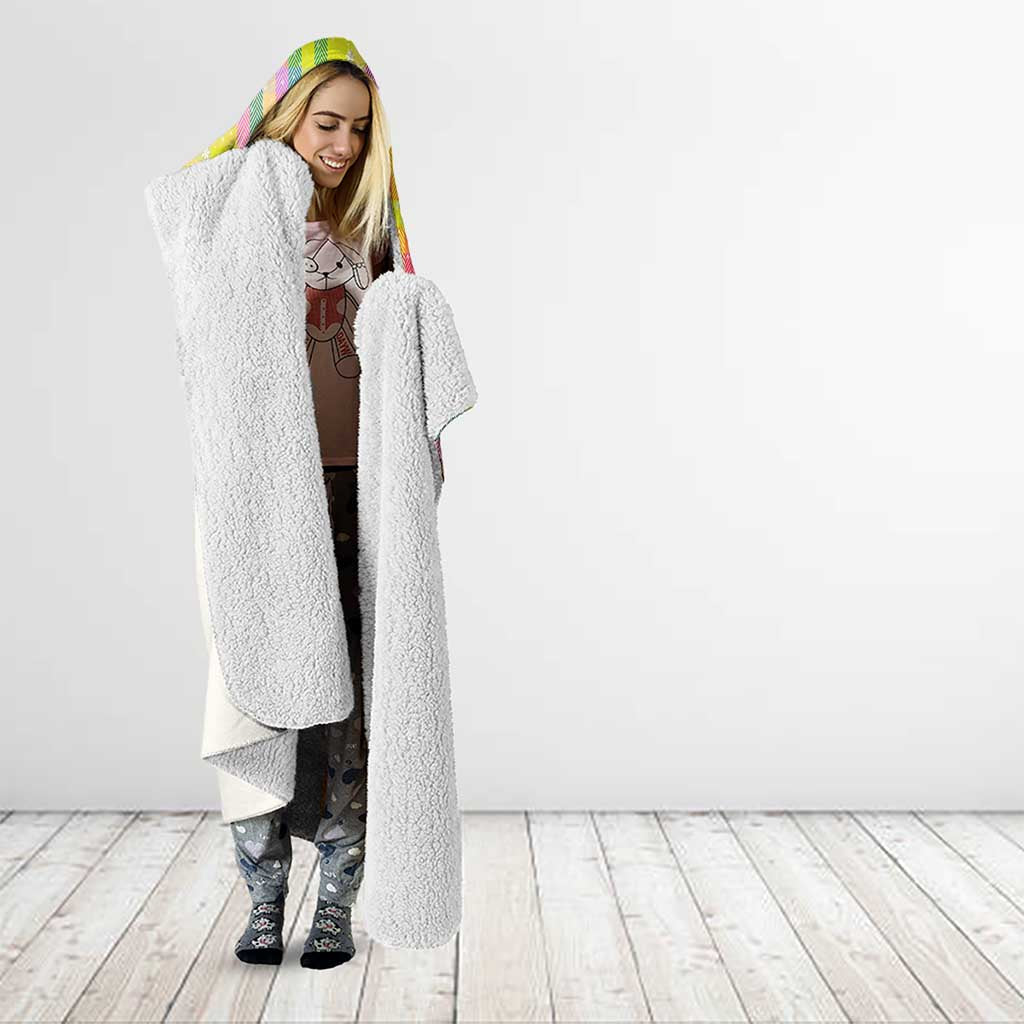 Saint Lucia Christmas Hooded Blanket with Parrot Palm Tree Snowman and Plaid Holiday - Wonder Print Shop