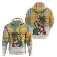 Saint Lucia Christmas Hoodie with Parrot Palm Tree Snowman and Plaid Holiday - Wonder Print Shop
