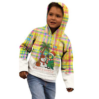 Saint Lucia Christmas Kid Hoodie with Parrot Palm Tree Snowman and Plaid Holiday - Wonder Print Shop