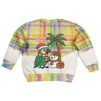 Saint Lucia Christmas Kid Ugly Christmas Sweater with Parrot Palm Tree Snowman and Plaid Holiday - Wonder Print Shop