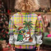 Saint Lucia Christmas Kid Ugly Christmas Sweater with Parrot Palm Tree Snowman and Plaid Holiday - Wonder Print Shop