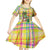 Saint Lucia Christmas Kid Short Sleeve Dress with Parrot Palm Tree Snowman and Plaid Holiday - Wonder Print Shop