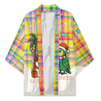 Saint Lucia Christmas Kimono with Parrot Palm Tree Snowman and Plaid Holiday - Wonder Print Shop