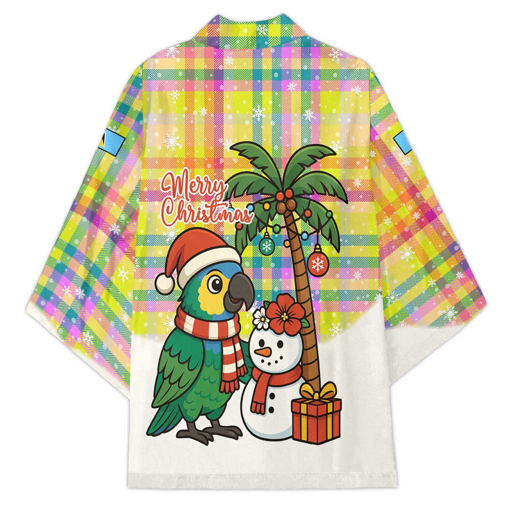Saint Lucia Christmas Kimono with Parrot Palm Tree Snowman and Plaid Holiday - Wonder Print Shop