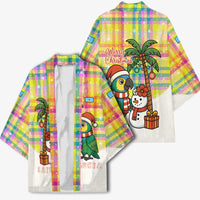 Saint Lucia Christmas Kimono with Parrot Palm Tree Snowman and Plaid Holiday - Wonder Print Shop