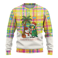 Saint Lucia Christmas Ugly Christmas Sweater with Parrot Palm Tree Snowman and Plaid Holiday - Wonder Print Shop
