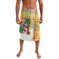 Saint Lucia Christmas Lavalava with Parrot Palm Tree Snowman and Plaid Holiday - Wonder Print Shop